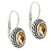 .925 Oxidized Sterling Silver Oval Genuine Citrine Earrings