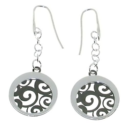 Medallion Scroll Earrings in Sterling Silver
