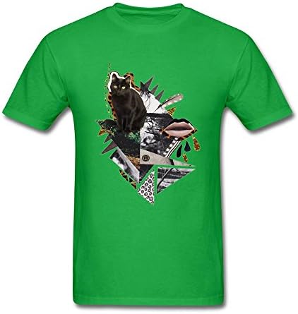 ol2yeb Men's Cat Collage Stickers T-shirt Forest Green XXL