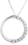 14k Choice of White or Yellow Gold Diamond Journey Half-Circle Pendant (1 cttw, H-I Color, I1-I2 Clarity)