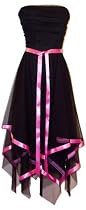 Strapless Fairy Mesh Formal Gown Ribbon Trim