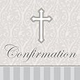 Creative Converting Devotion Cross Confirmation Lunch Napkins, Silver, 16 Count