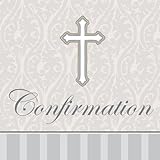 Creative Converting Devotion Cross Confirmation Lunch Napkins, Silver, 16 Count