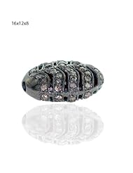 16*12*8mm .925 Sterling Silver Diamond Pave Spacer Bead Jewelry