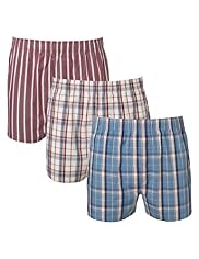 3 Pack North Coast Pure Cotton Checked Boxers