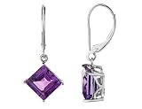 Amethyst Gemstone 5 Carat (ctw) Princess Cut Earrings in 14K White Gold