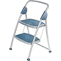 Polder LDR-6102 2-Step Designer Step Stool with Rail, Argento Silver