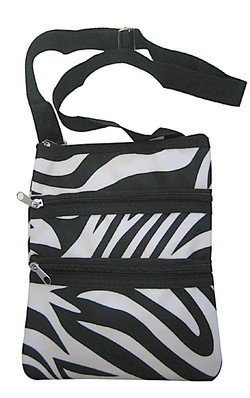Small Hipster Cross Body Bag Purse Black and White Zebra Print
