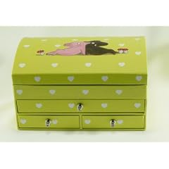 Rosalie und Tr�ffel: gro�er Schmuckkasten, Schmuckbox, Farbe: fr�hlingsgr�n, Motiv: R�cken an R�cken