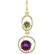 14K Yellow Gold Peridot and Amethyst Pendant