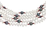 Black and White Cultured Freshwater Pearls and Coral: Necklace 16 Inch with Bayonet Clasp
