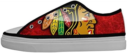 GCKG(TM) NHL Chicago Blackhawks Team Logo Men's Nonslip Zipper Canvas Shoes Lace-up Fashion Sneaker-12M US