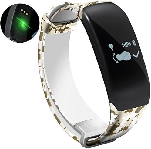 Mynike Fitness Tracker Heart Rate Monitor Smart Bracelet Waterproof Swimming Sport Wristband Smartband Pedometer Calorie Counter Smart Watch for Apple IOS Android Smartphone (Camouflage White)