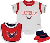 Reebok Washington Capitals Newborn Creeper, Bib & Bootie Set Infant 0-3 Months