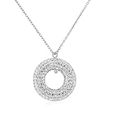 Sterling Silver and Clear Crystal Circle Pendant w/18 Chain