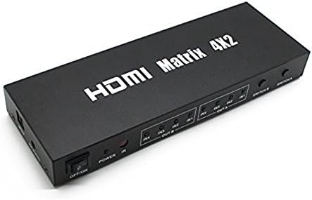 E-SDS 4x2 HDMI Matrix Switch (4 HDMI in 2 HDMI out) HDMI Splitter with Audio Out,Remote Control Support CEC, Deep Color 30bit, 36bit, Support 1080P, 3D CV0103
