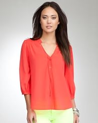 Smocked Yoke 3/4 Sleeve Button Down