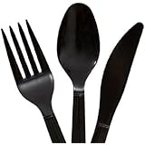 (16 Forks, 16 Spoons & 16 Knives) (Black)