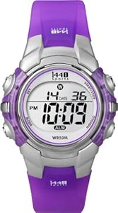 Timex Women's T5K459 1440 Sports Digital Silver/Translucent Purple Resin Strap Watch