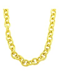 18 Karat Gold over Sterling Silver Diamond-cut Oval Link Necklace (18 Inch)