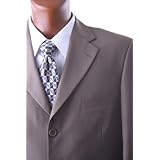 Men's Single Breasted 3 Button Taupe Super 150's Wool Feel Dress Suit