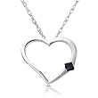 Blue Sapphire set in 14k White Gold Heart Shaped Pendant