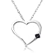 Blue Sapphire set in 14k White Gold Heart Shaped Pendant
