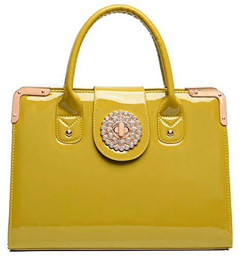 Namo Yellow Color Bright Diamond Luxury Handbag Classic Camellia Lamb Satchel Tote Bag Travel Fashion Sling Bag Lock Catch Individual Bags