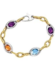 Multi Gemstone Bracelet in 14K Two Tone Gold