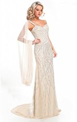 Crystal Crystals Beaded Applique Backless Lace Chiffon/Taffeta/Tulle  Dress