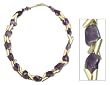 Gold plated necklace, 'Amethyst Vibrations' 20" L Gold plated necklace, 'Amethyst Vibrations' 20" L