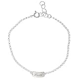 Sterling Silver FAITH Nameplate Chain Bracelet Adjustable 6.5-7.5 inches