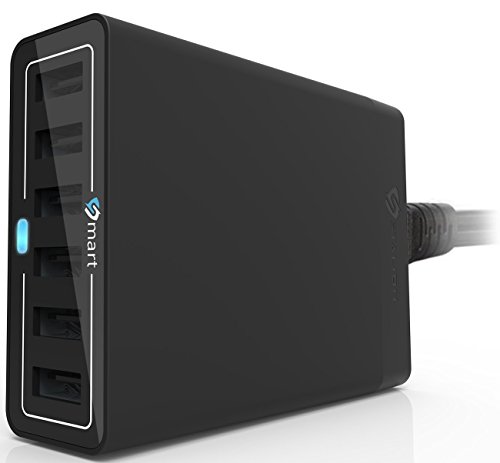 Stalion HB-6PT-12A5V-60W-BLK Hub Desktop 6-Port Portable Charger 12Amp 5-Volt 60-Watts with Micro USB Cable for Smartphones & Tablets, Jet Black