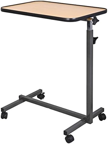 Overbed Rolling Table Over Bed Laptop Food Tray Hospital Desk with Tilting Top