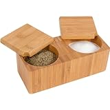 Trademark Innovations Bamboo Salt and Pepper Box