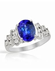 14K White Gold Tanzanite and Diamond Ring -- LIFETIME WARRANTY