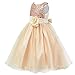 Z.D Girls Wedding Dress Ball Gown Bridesmaid Tull Sequined Sleeveless Dress
