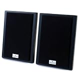 AQ Wooden Wireless Cordless Speakers System Powered by Mains and Battery (Black)