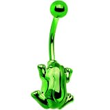 Green Electro Titanium Hip Hop Frog Belly Ring