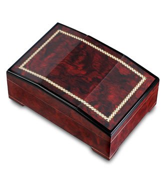 The San Francisco Music Box Company,Burlwood Jewelry Box with Inlay Border
