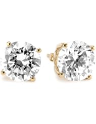 Myia Passiello "Timeless" Swarovski Zirconia 3 Carat Each Round Gold Clad Stud Earrings