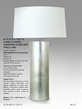 Burnished Silver Leaf Column Table Lamp with Linen Shade