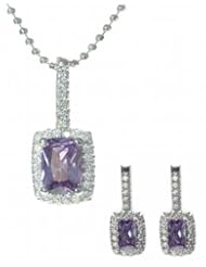 925 Sterling Silver Women Earrings + Pendant with Cubic Zirconia/CZ - 46cm*18mm*8mm, 5 Grams