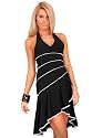 Astrapahl, sehr sch&ouml;nes Kleid, Abiballkleid, mit wei&szlig;en Paspeln, Farbe schwarz, L&auml;nge knielang, Gr. One Size ( entspricht Gr. 32 - 36 )