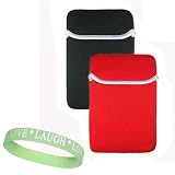 Acer Aspire One 10 Red-Black Reversible Carrying Sleeve + Live*Laugh*Love Wrist Band FREE!!!