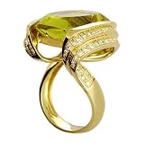 18K Yellow Gold Lemon Quartz and Diamond Ring (16.74ctw)