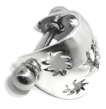 SOLID 14K White Gold SUN BURST Ear Cuff - Cartilage 