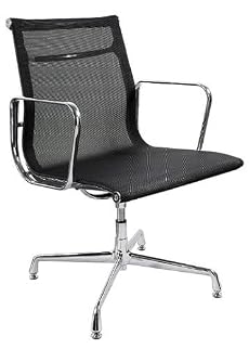 CHARLES EAMES STYLE BLACK MESH OFFICE CHAIR W/GLIDES