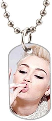 Miley cyrus Fashion Aluminum Dog Tag Pet Tag Id Necklace Pendant Chain