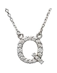 14K White Gold Diamond Initial Necklace "Q" -- LIFETIME WARRANTY